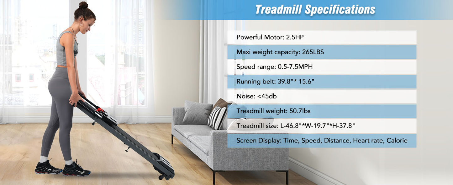 NEW Folding Treadmills Walking Pad Treadmill for Home Office -2.5HP Walking Treadmill with Incline Bluetooth Speaker!