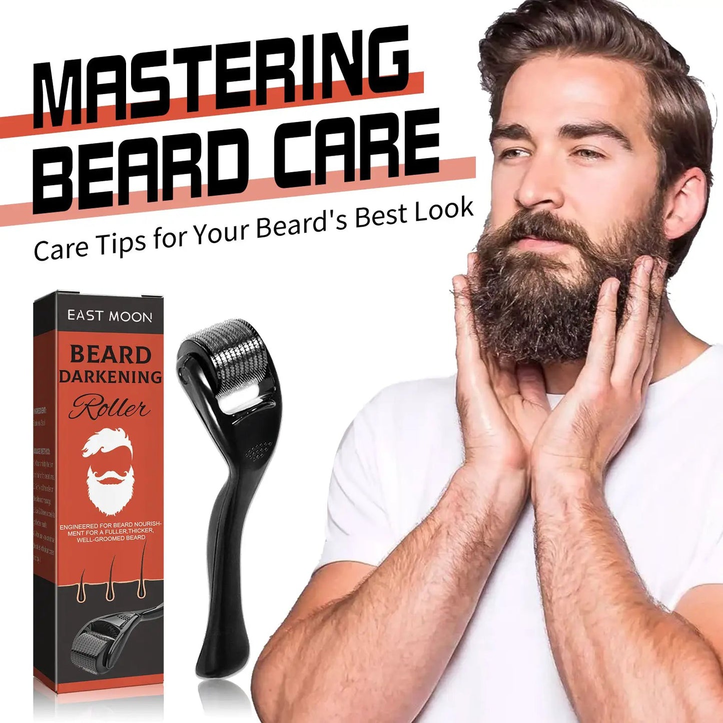 Beard Bushy Roller, Strong Root Moistens Soft Light For Men Nourishing Bushy Growing Beard Comb by eprolo