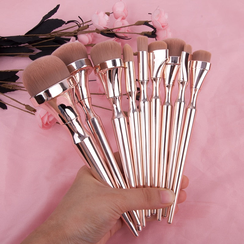 9 PCS Makeup Brushes Set Rose Golden Beauty Cosmetic Tool