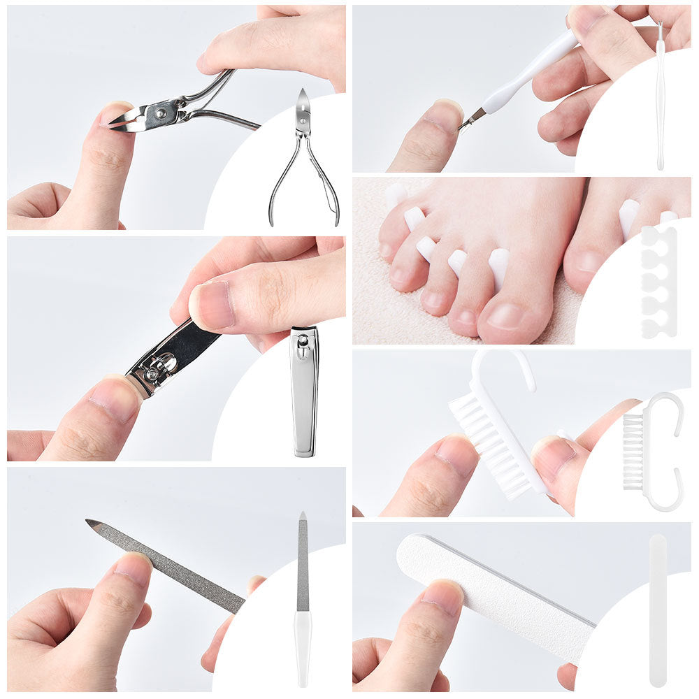 White Hand Grinding Foot 22-Piece Set Foot Exfoliation Calluses Scrub Scraping Foot Tool Nail Scissors