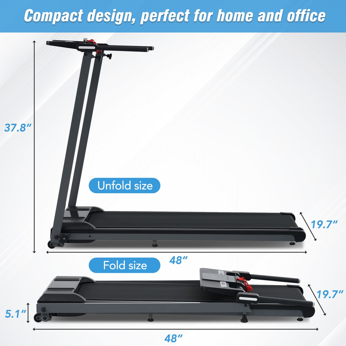 NEW Folding Treadmills Walking Pad Treadmill for Home Office -2.5HP Walking Treadmill with Incline Bluetooth Speaker!