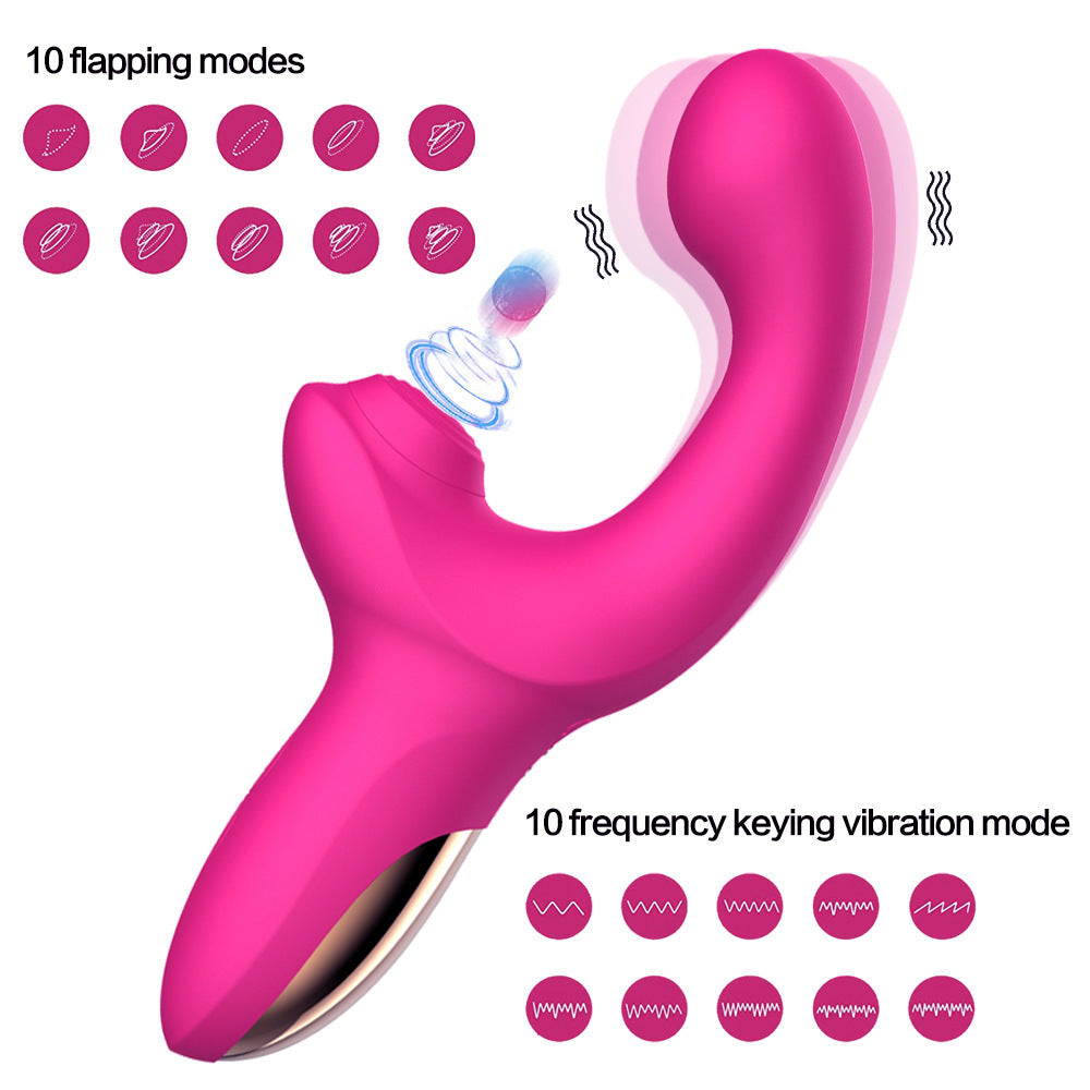 Female Sex Toys Charging G-spot Sucking Flapping Pulling Finger Vibrating Massage Stick, Female Masturbation Vibrator