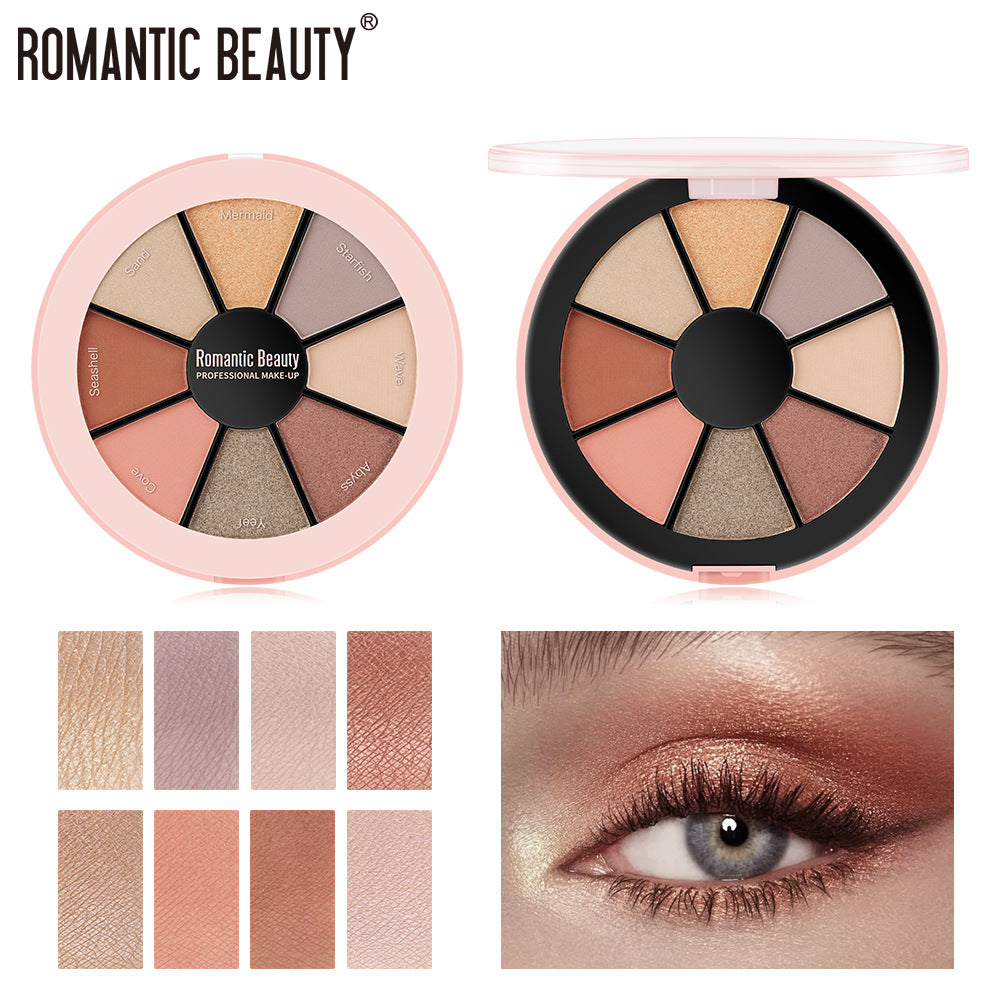 Romantic Beauty 8 Color Round Palette Eyeshadow Pearlescent Matte Eyeshadow Palette