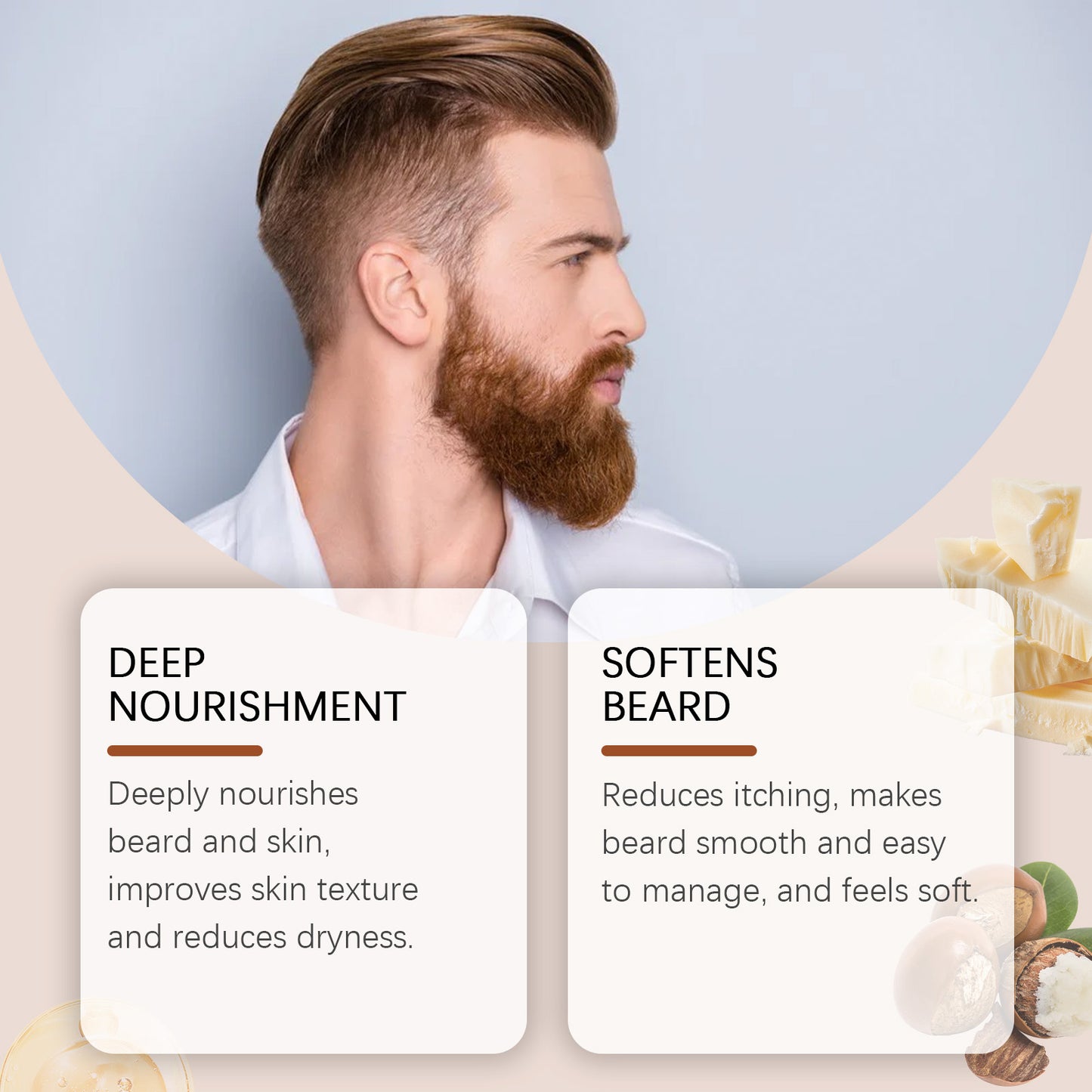 East Moon Men's Beard Care Cream Sandalwood Ingredients For Beard Care For Men With A Variety Of Skin Types