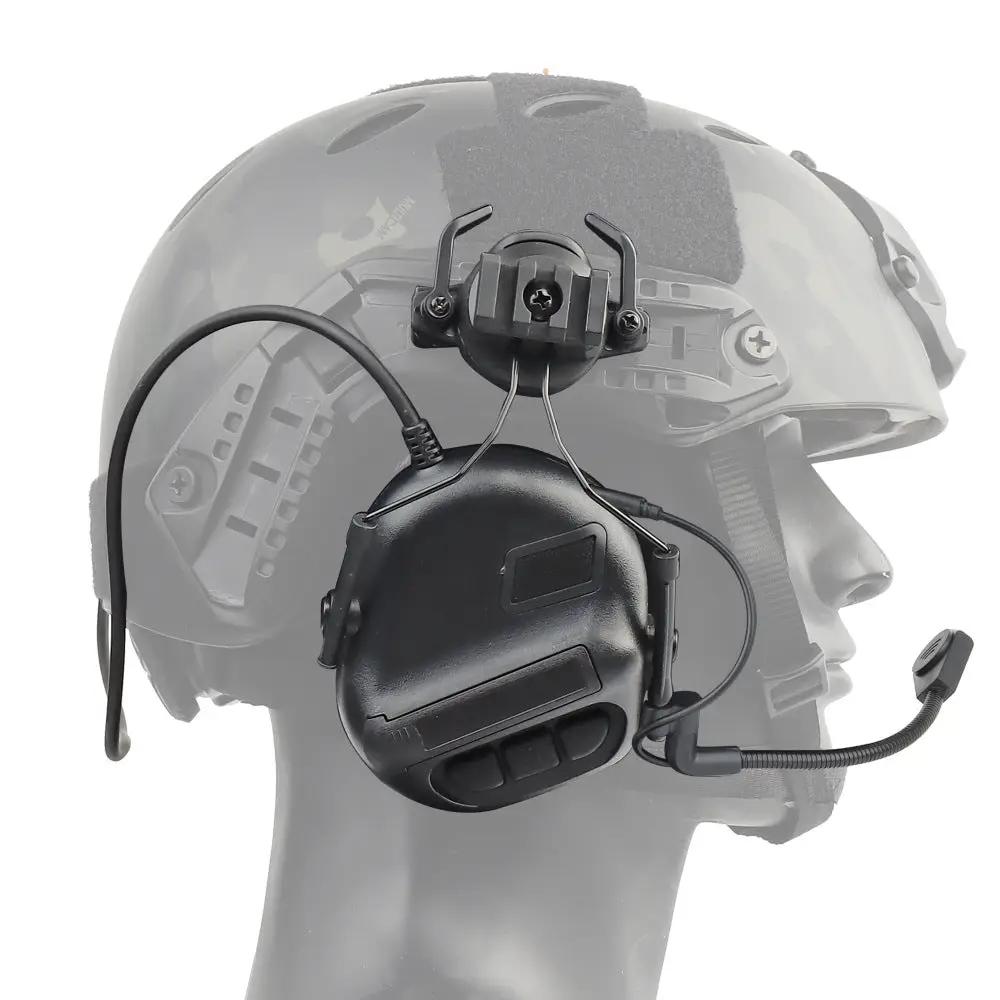 Tactical Mobile Phone Headset eprolo, black helmet-mounted headset with boom mic
