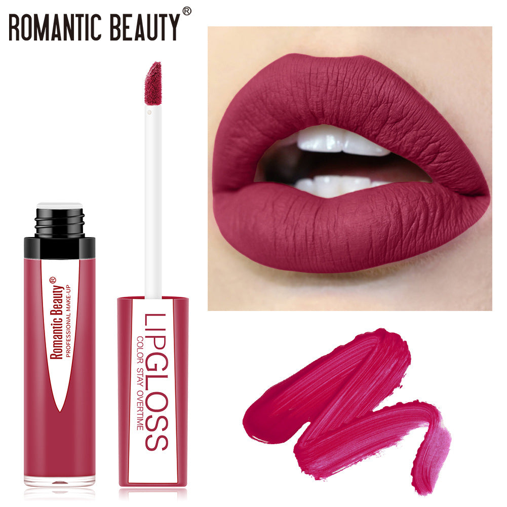 Romantic Beauty Waterproof Non-Stick Lip Glaze Portable Matte Texture Lip Gloss