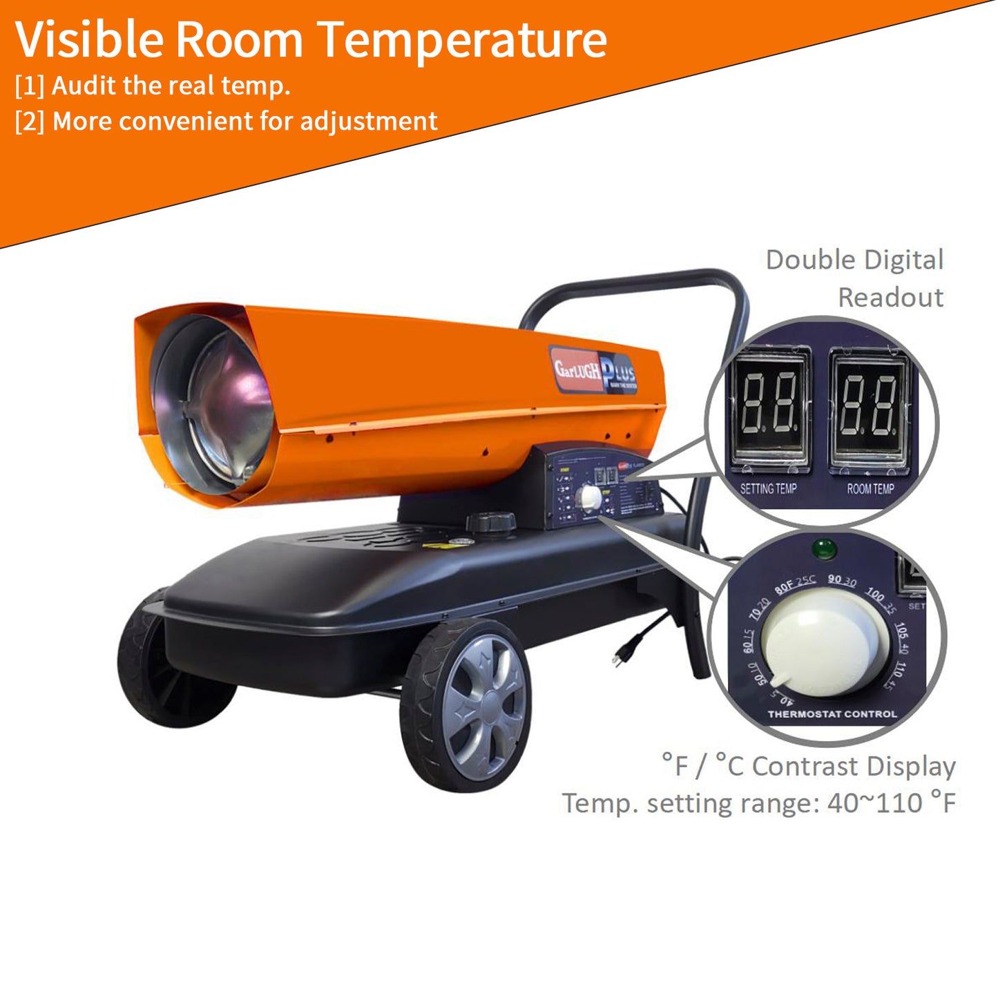 Diesel Heater with Thermostat Control and Overheat Protection for Jobsite Garage Construction Site and Farm