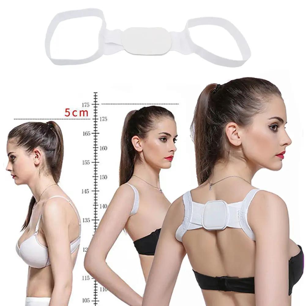 eprolo white back posture corrector belt with shoulder straps and central pad, shown from multiple angles