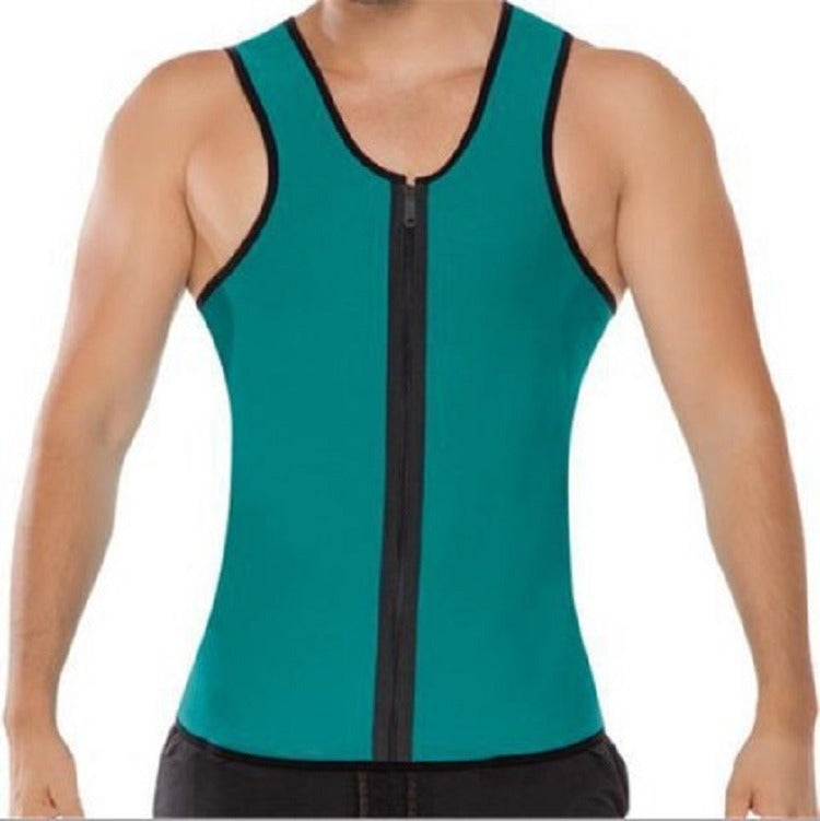 Men's sports shapewear, zipper vest, sweatshirt, chloroprene rubber sweatshirt, fitness corset.