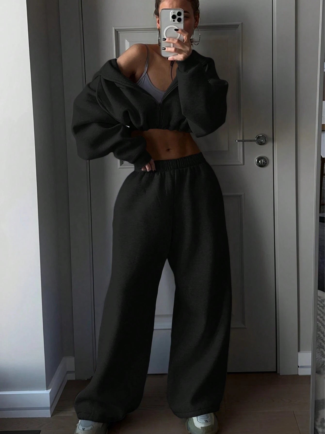 Fashionable Long Sleeve Casual Sporty Hoodie Set for Women, Two-Piece Outfit Autumn/Winter Wear