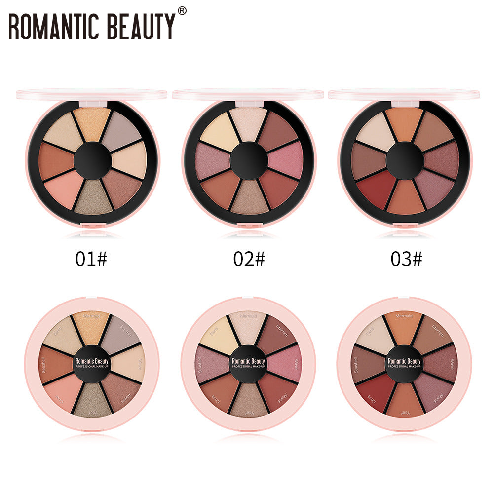 Romantic Beauty 8 Color Round Palette Eyeshadow Pearlescent Matte Eyeshadow Palette