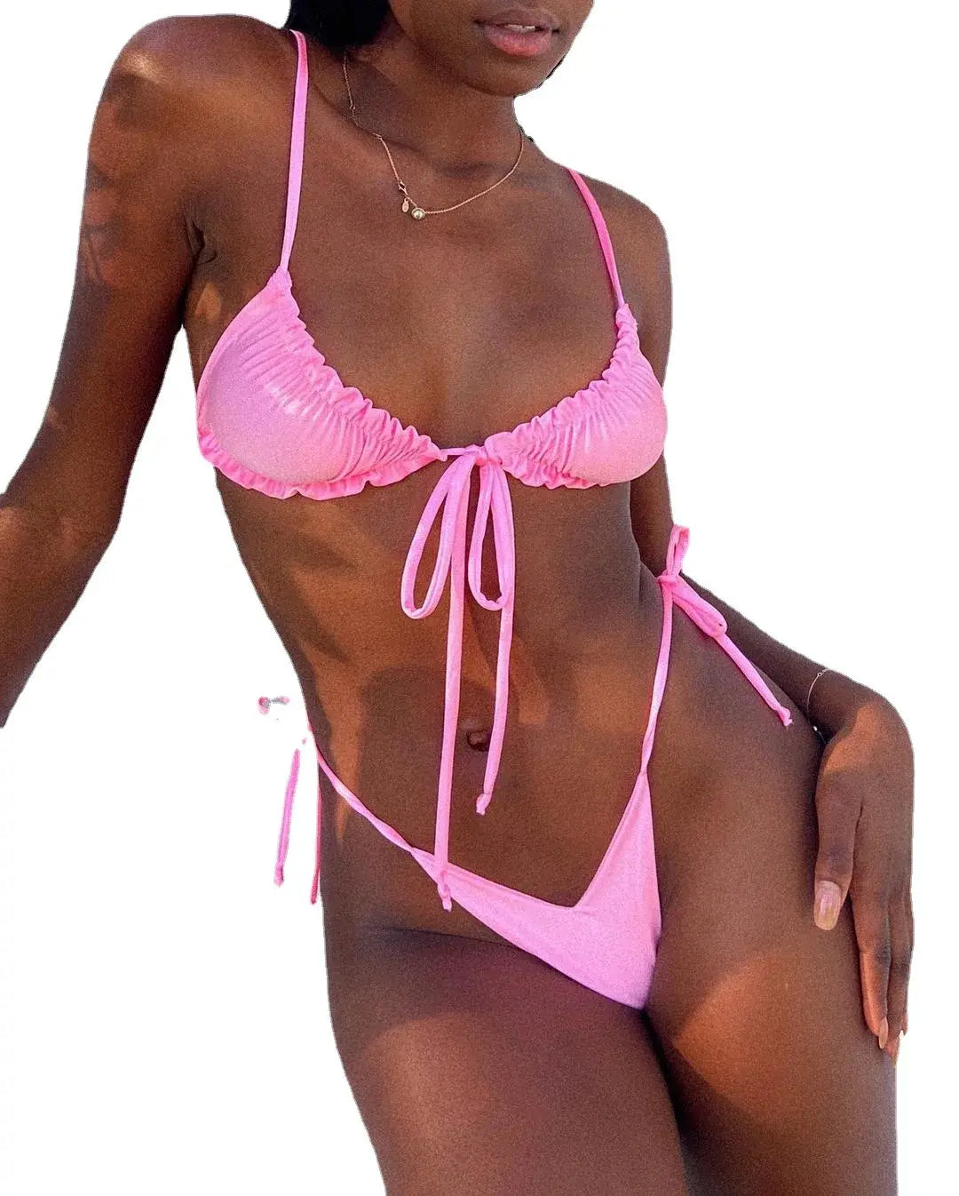 Split Solid Beach Bikini Size Swimwear