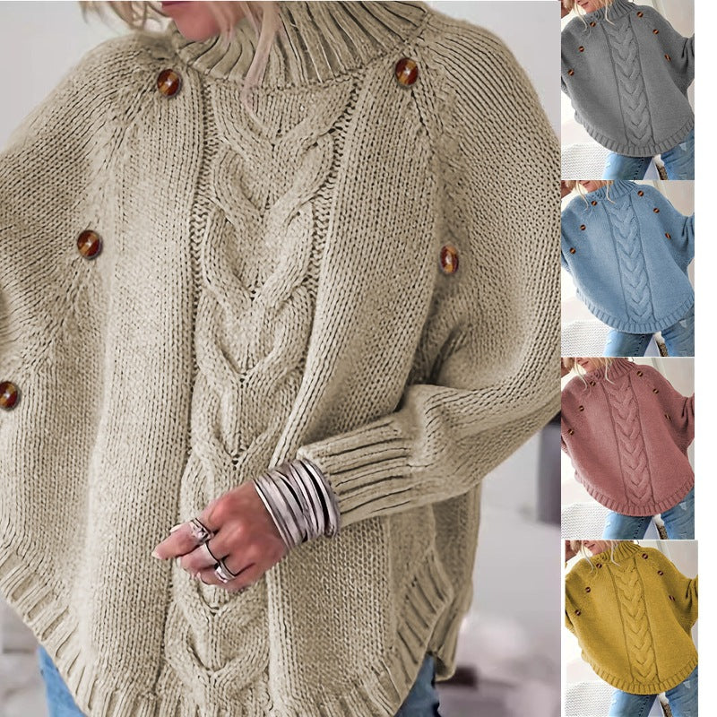 Chic Knit Sweater Women's Long Sleeve Crochet Pullover Batwing Sleeve Jumper  Style Autumn Winter Fashion Casual Wear
