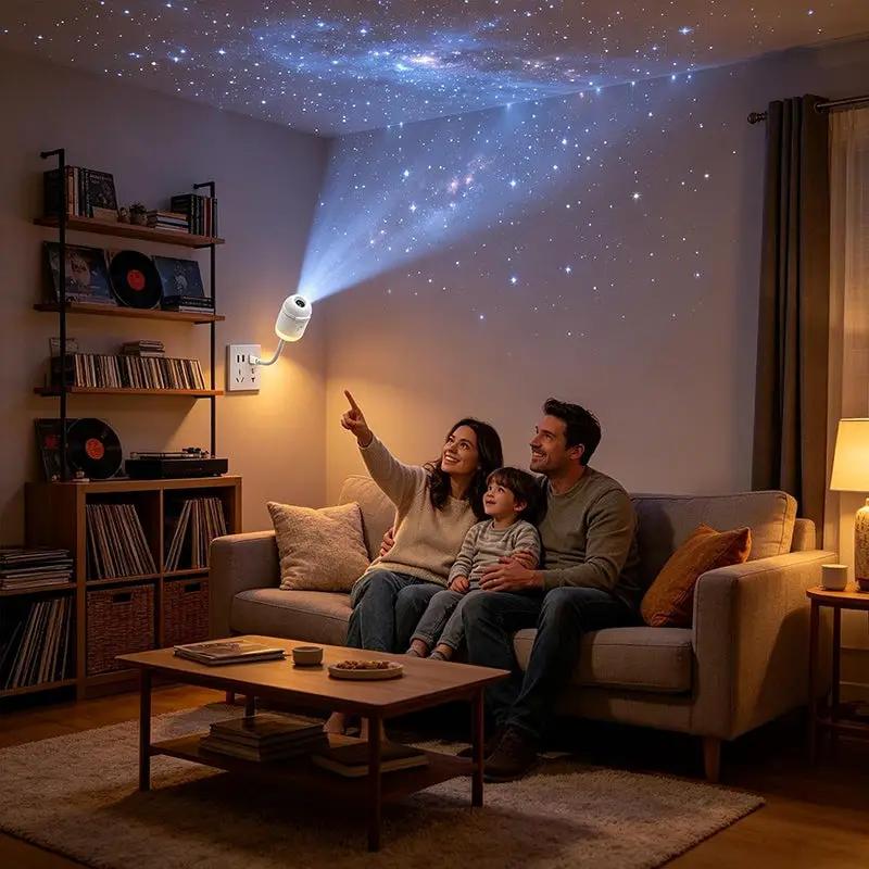 5D Galaxy & Ocean Projector by eprolo white LED night light projecting stars on ceiling