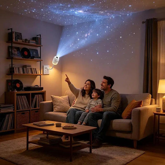 5D Galaxy & Ocean Projector by eprolo white LED night light projecting stars on ceiling