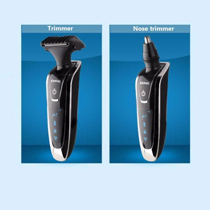 Kemei Rechargeable Men's Electric Shaver 4 In 1 Shaving Machine Set Hair Nose Trimmer Toothbrush