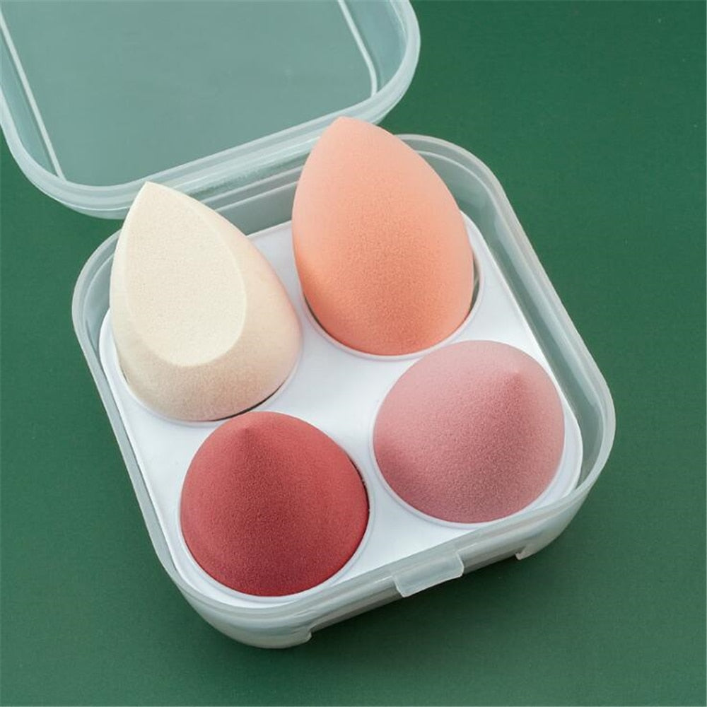 4pcs Makeup Blender Cosmetic Puff Makeup Sponge with Storage Box Foundation Powder Sponge Beauty Tools