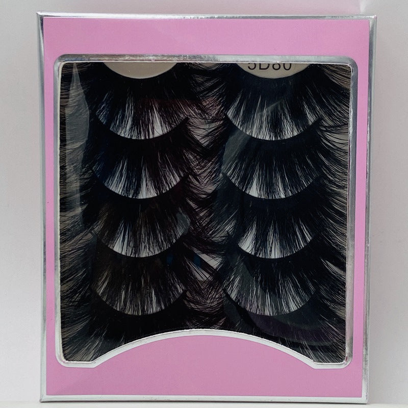 5D 25mm 5 Pairs Mink Eyelashes Multi-Layer Lengthening Thick Thickened False Eyelashes