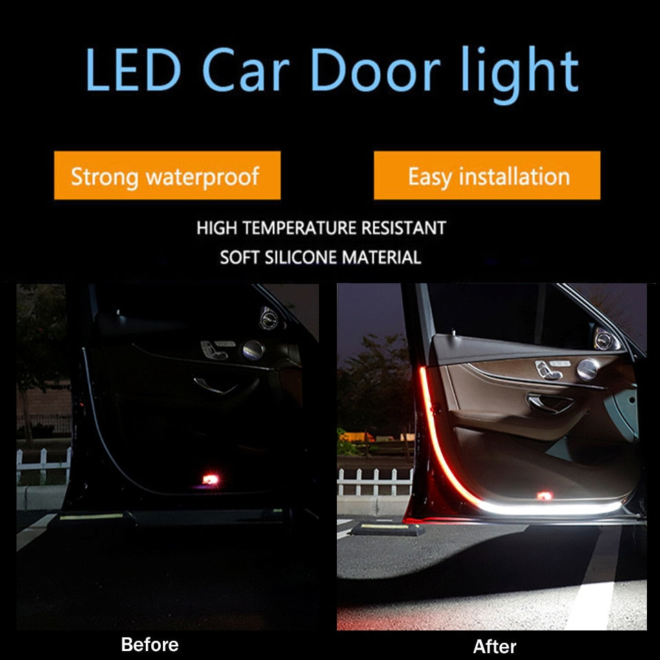 Car Door Opening Warning LED Lights Welcome Decor Lamp Strips Anti Rear-end Collision Safety Universal auto accessories