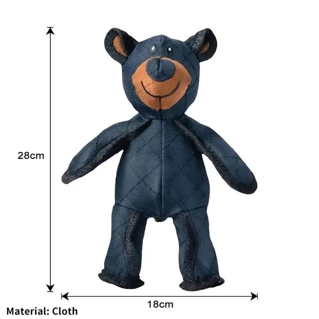 Mighty Bear plush dog toy by eprolo, dark blue cloth bear with orange muzzle, 28 cm tall