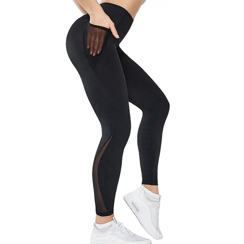 Black Sexy Women Yoga Sport Leggings Phone Pocket Fitness Running Pants Stretchy Sportswear Gym Leggings Slim Yoga Pant by eprolo