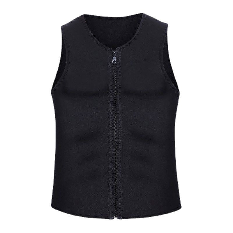 Men's sports shapewear, zipper vest, sweatshirt, chloroprene rubber sweatshirt, fitness corset.