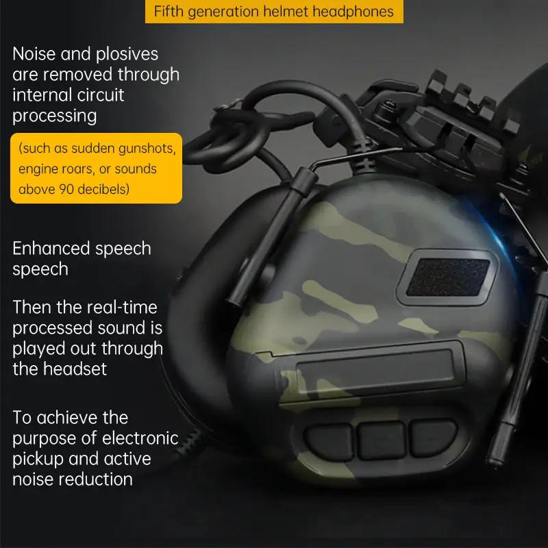 Tactical mobile phone headset by eprolo, camouflage helmet-style headset with built-in mic and noise reduction