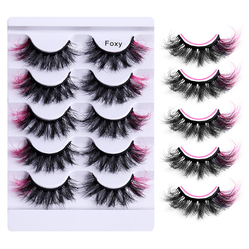 5 Pairs Of Colorful Fried False Eyelashes Multi Layer Thick Cross Mink Like Eyelashes