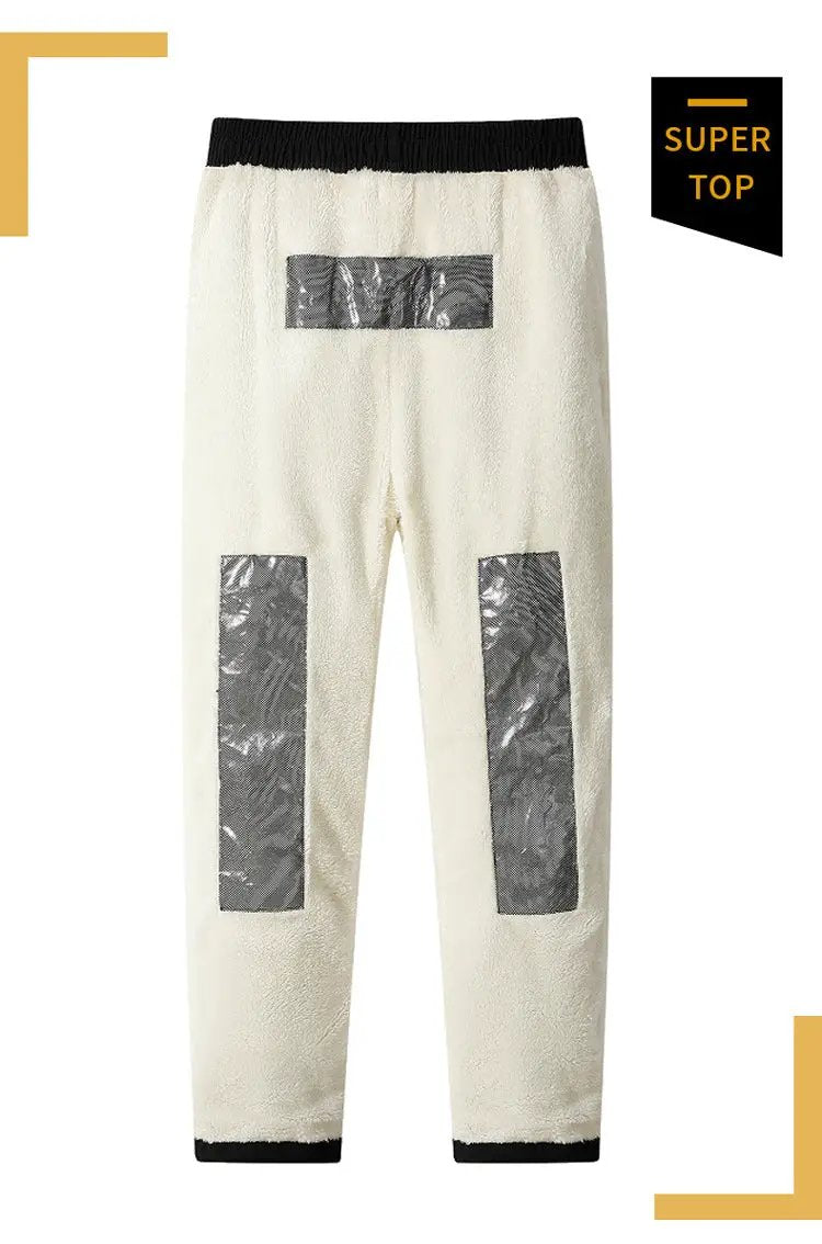 eprolo heated fleece pants for winter with black waistband and silver heat patches