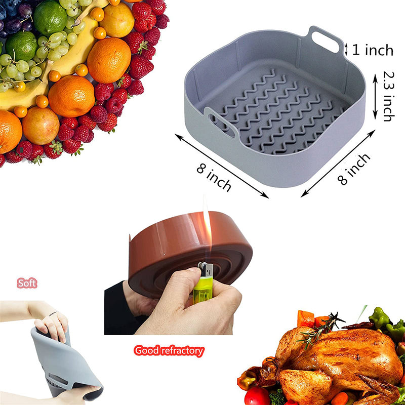 Air Fryer Accessories Air Fryer Silicone Pot Square Silicone Pot Holder Round Silicone Pot