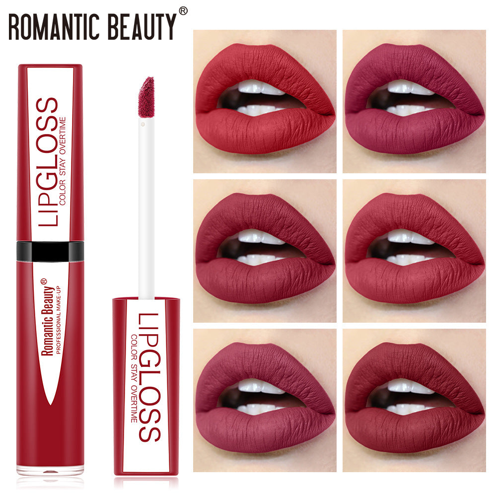 Romantic Beauty Waterproof Non-Stick Lip Glaze Portable Matte Texture Lip Gloss