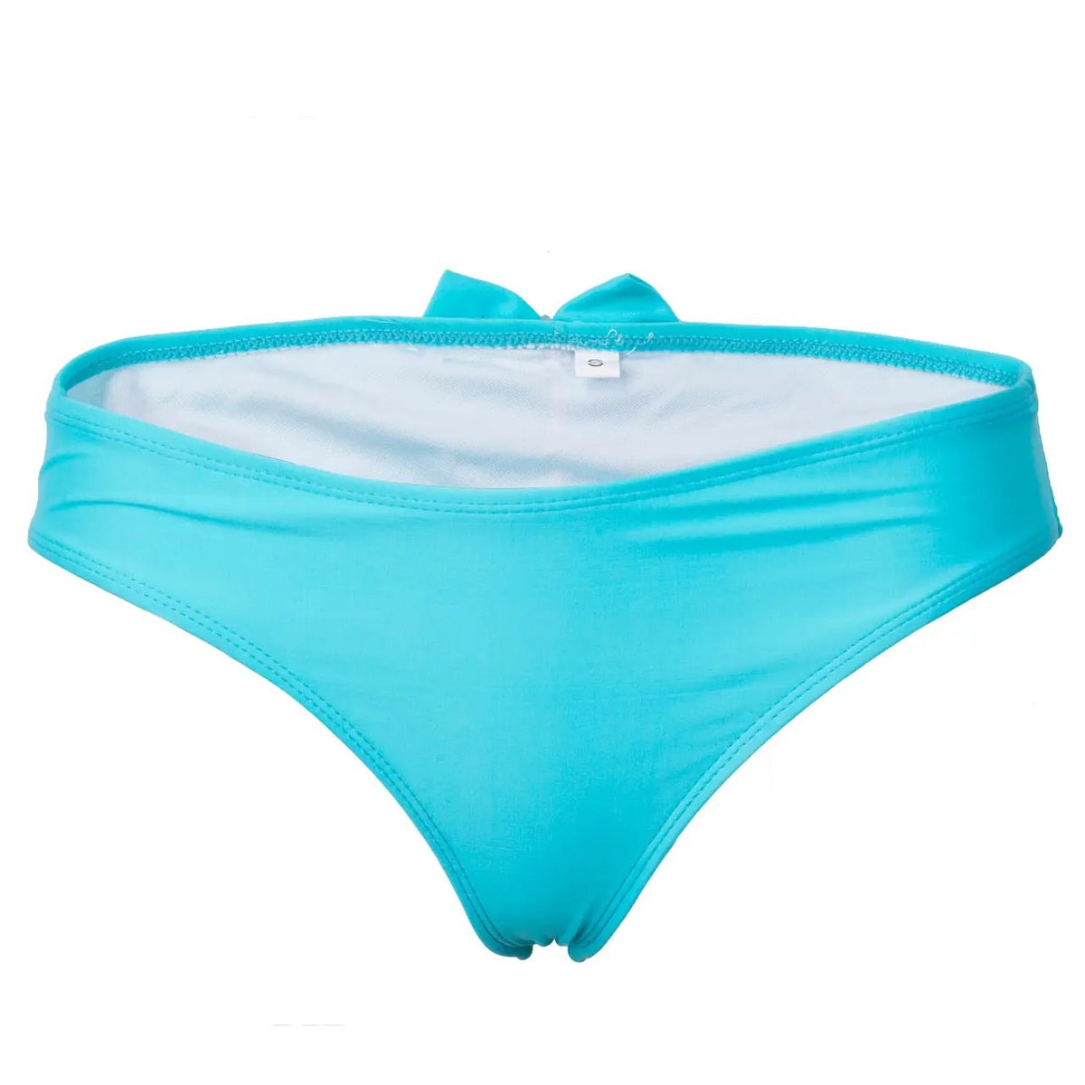 Women's bowknot bikini bottom in turquoise blue, Brazilian style, size S