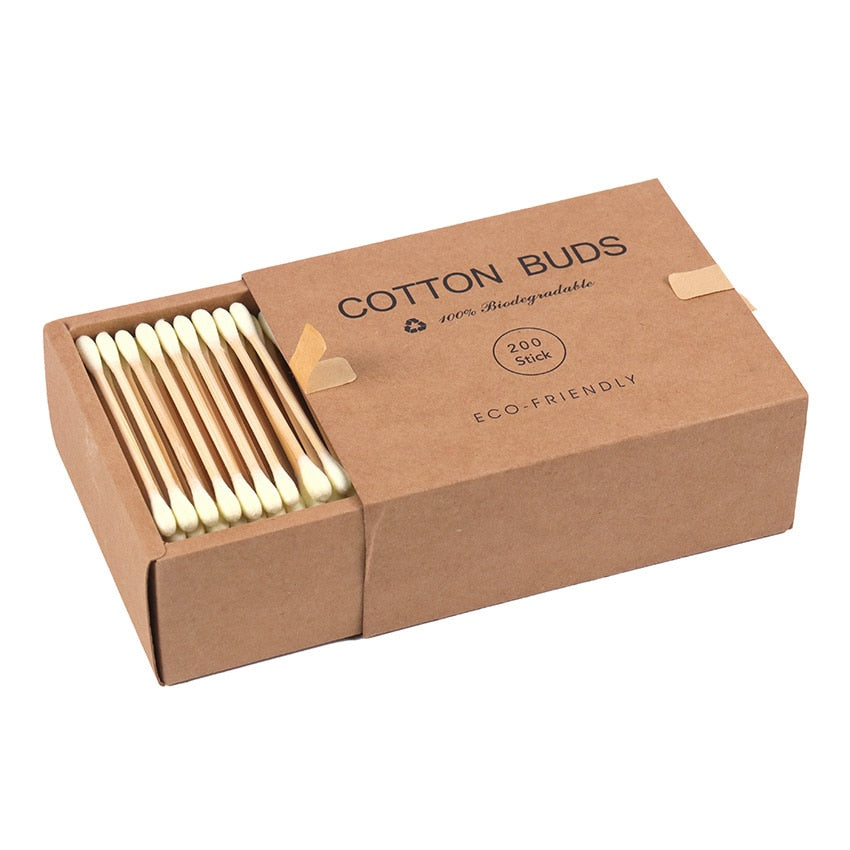 200PCS/Box Double Head Cotton Swab Bamboo Sticks Cotton Swab Disposable Buds Cotton For Beauty Makeup Nose Ears Cleaning