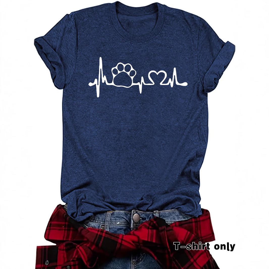 Love pet round neck pullover short sleeved shirt