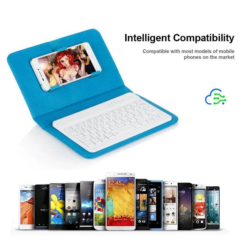 Blue PU leather portable keyboard case for iPhone with built-in Bluetooth keyboard by eprolo