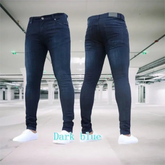 Men's Pants Retro Washing Zipper Stretch Jeans