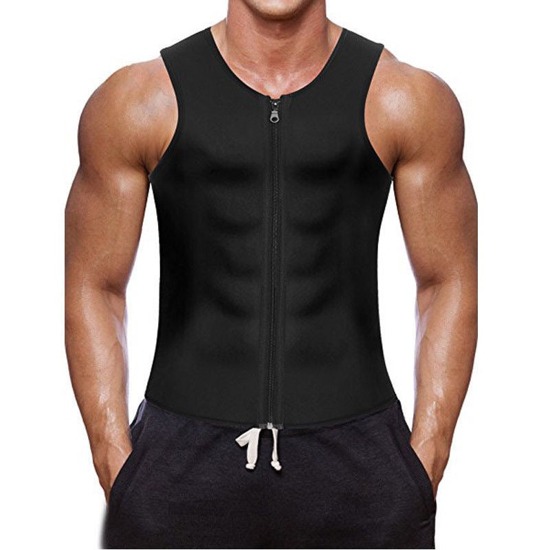 Men's sports shapewear, zipper vest, sweatshirt, chloroprene rubber sweatshirt, fitness corset.