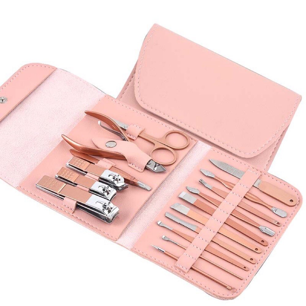 Rose Gold Nail Art Tool Set 16-piece Nail Clippers Nail Clipper Set Beauty Set Decoration Tools