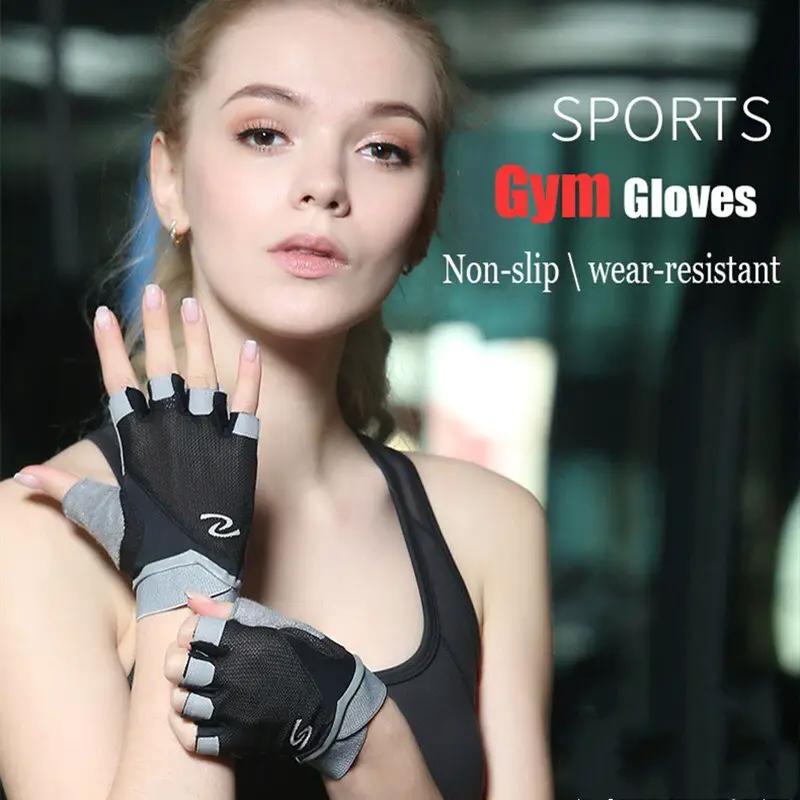 eprolo women's professional gym gloves, half-finger, breathable black with grey trim