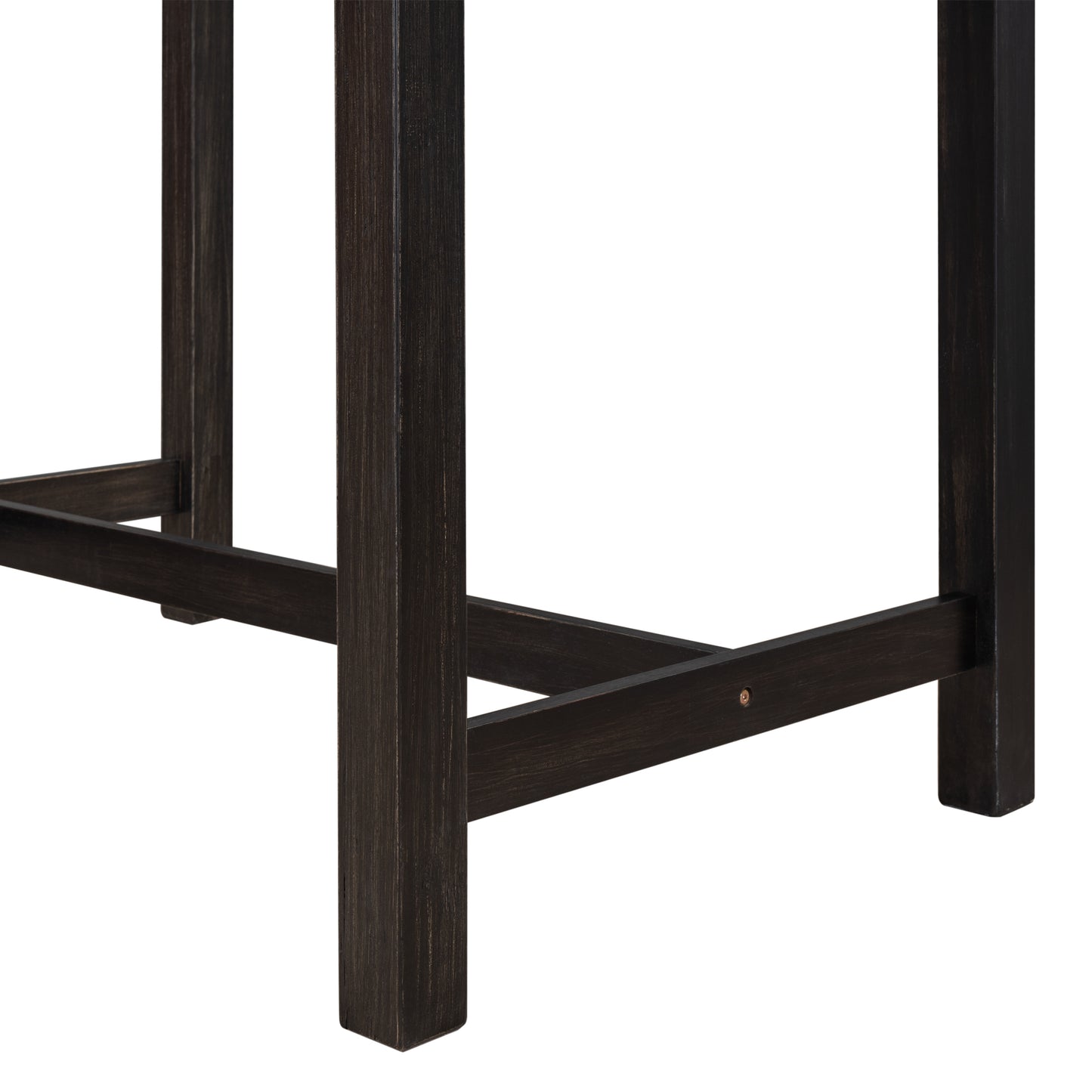 TOPMAX 5 Piece Rustic Wooden Counter Height Dining Table Set with 4 Upholstered Chairs for Small Places Espresso+ Beige