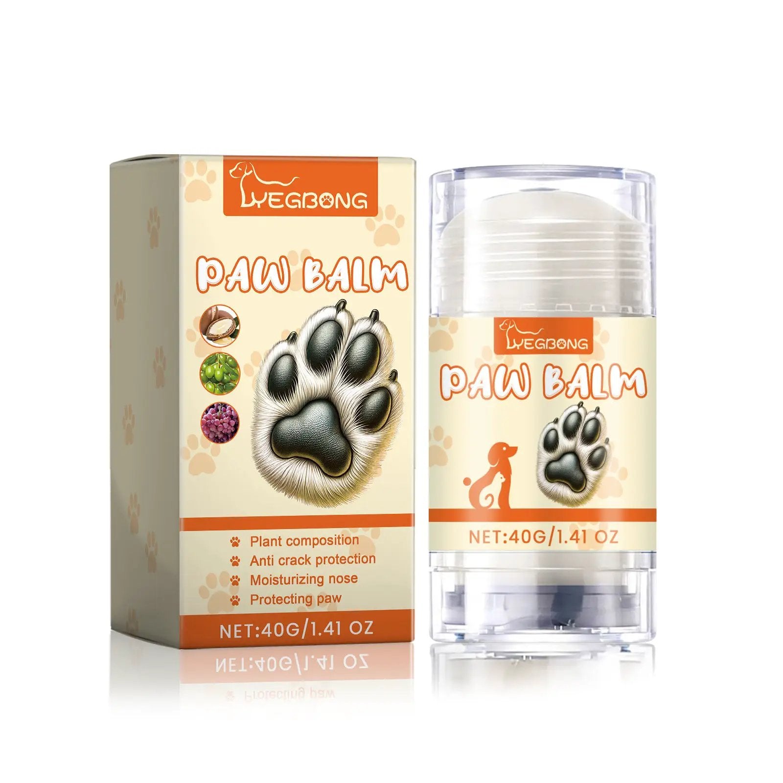 Yegbong Paw Balm for pets; moisturizing paw cream stick with anti-crack protection, 40 g