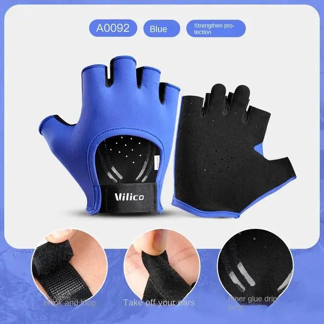 Fitness yoga gloves blue half-finger anti-slip wear-resistant pair with Wilico logo