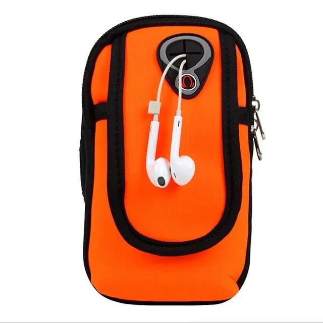 eprolo sport arm running bag in bright orange with black trim, waterproof nylon phone holder for running