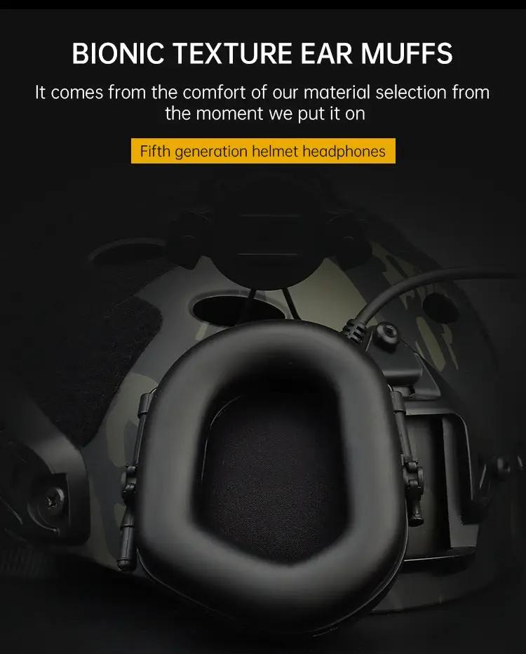 Tactical mobile phone headset by eprolo, black padded ear cups for helmet use.
