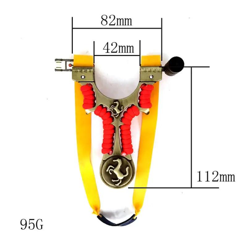 Metal flat skin slingshot by eprolo with yellow bands and red grip, built-in magnet, Ferrari-inspired design