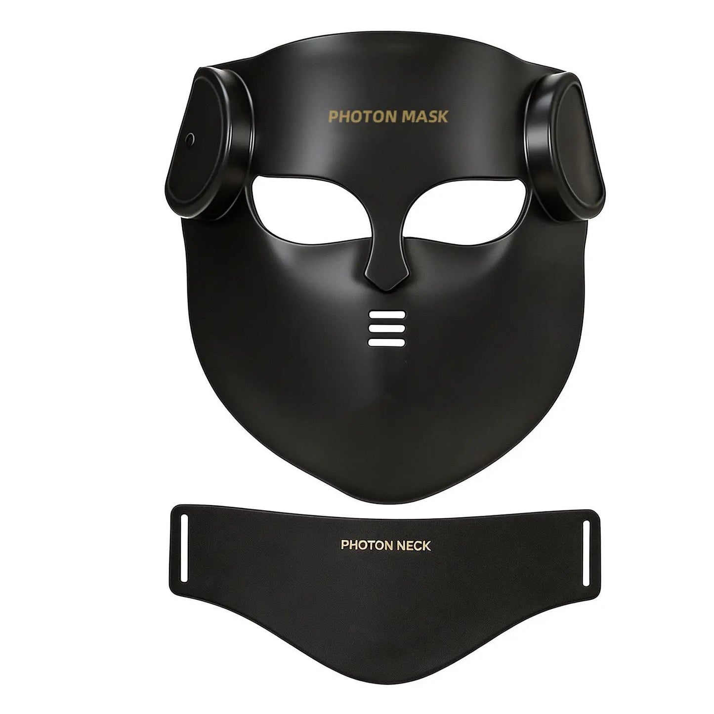 Black silicone photon mask with neck strap; PHOTON MASK label visible