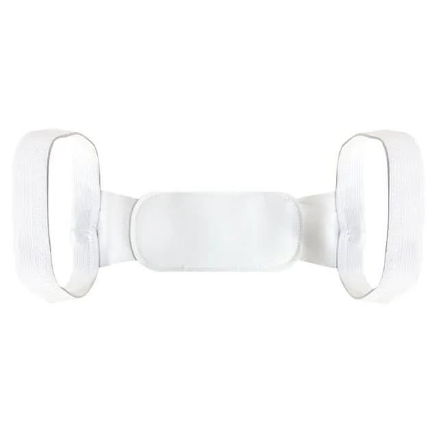 eprolo white back posture corrector belt with padded center and dual shoulder straps