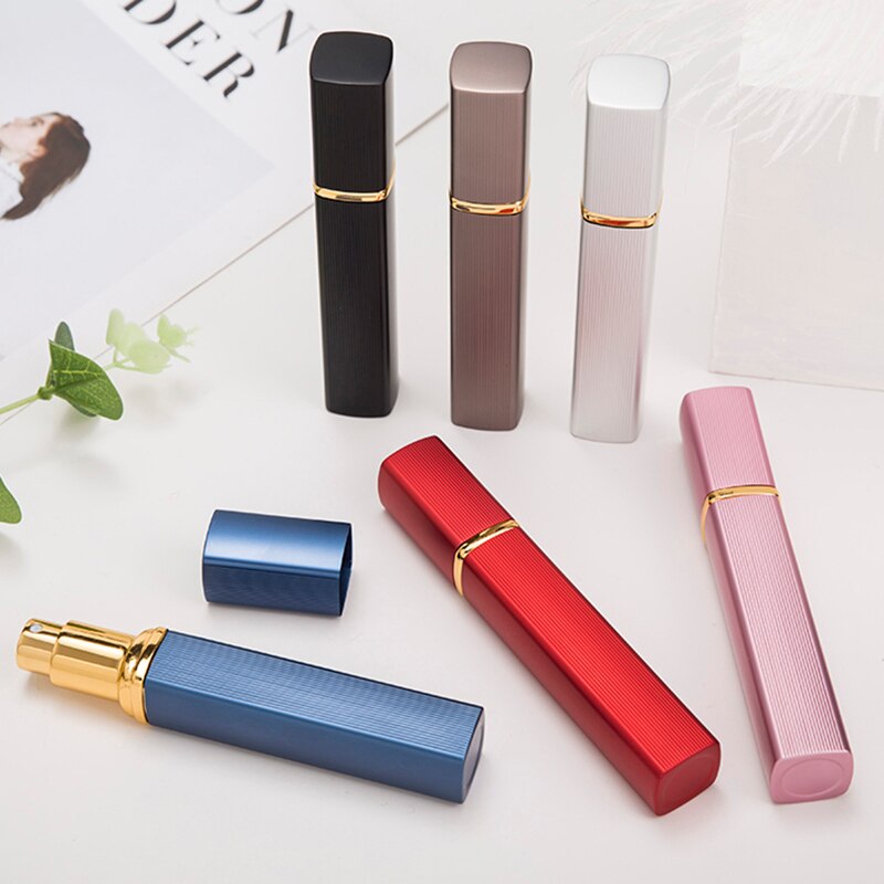 1pcs Metal Case Glass Tank Perfume Bottle Aluminum Nozzle Spray Refillable Bottle Parfum Cosmetic Glass Container 12ml