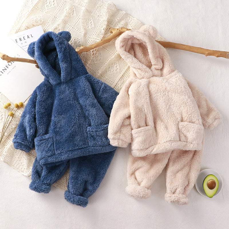 Children's Pajamas New Autumn Winter Bear Home Wear Set for Toddlers, Cute Outerwear Warm Clothing, High-End Kids Robe