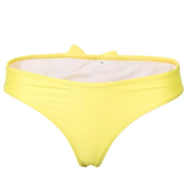 Womens Brazilian Bowknot Bikini Bottom by eprolo, bright yellow, size S